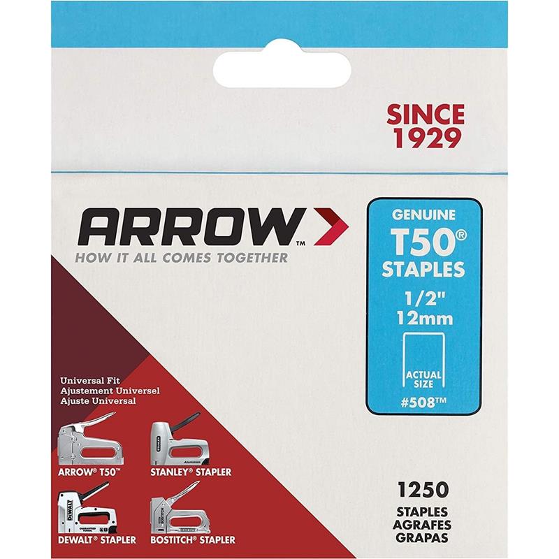 Arrow T50 Staples 12mm x 1250pk