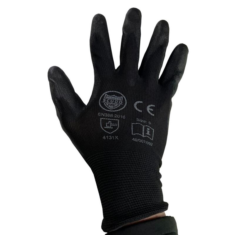 PU Black Grip Gloves; Sz8