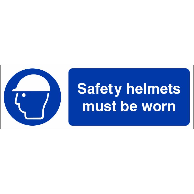 PVC Sign Safety Helmets Must Be Worn 600mm x 200mm