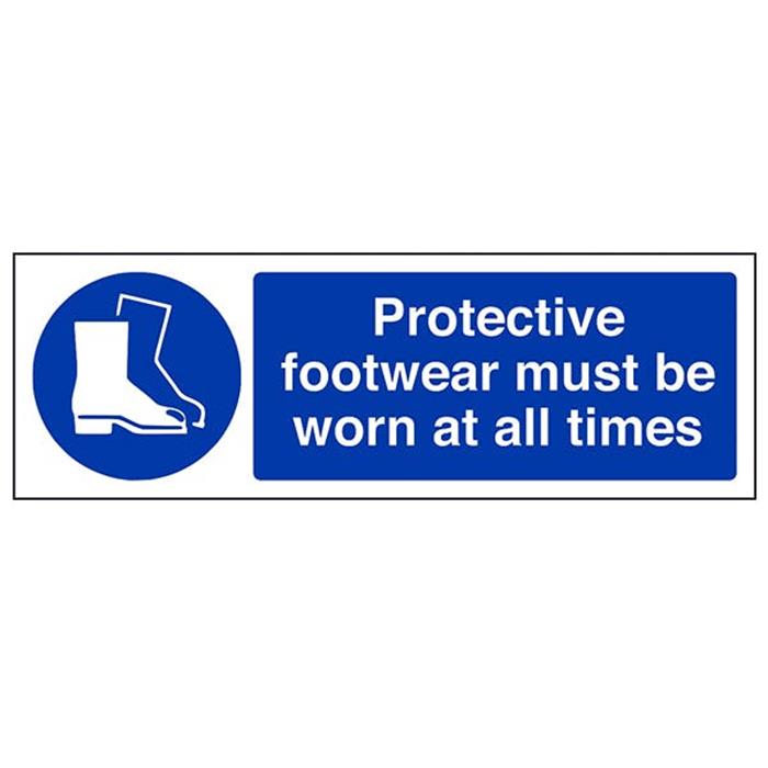 PVC Sign Foot Protection Must Be Worn 600mm x 200mm