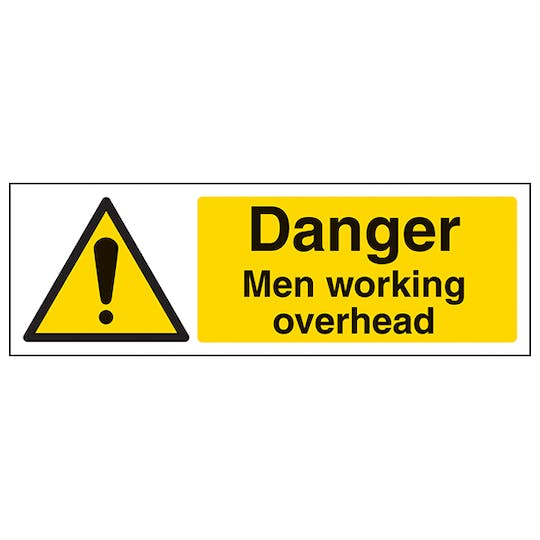 PVC Sign Warning Men Working Overhead 600mm x 200mm