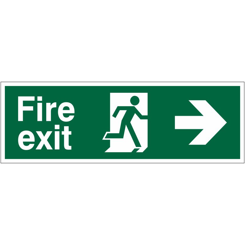 PVC Sign 600x200mm Fire Exit Right