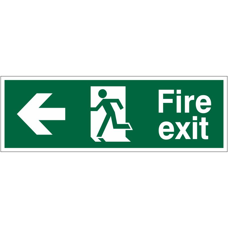 PVC Sign 600x200mm Fire Exit Left