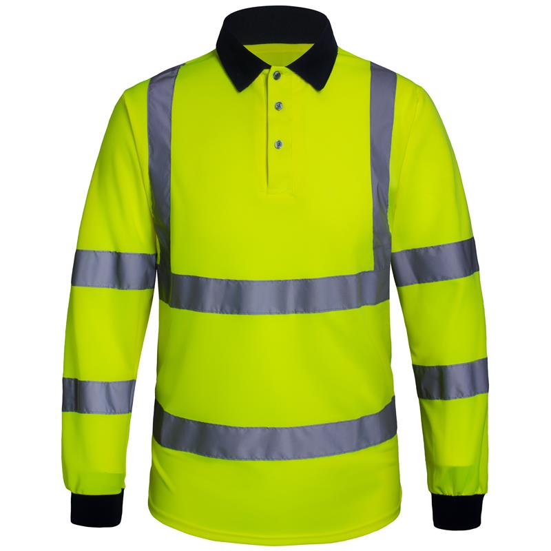 Long Sleeved Polo Shirt Yellow S EN ISO 20471 Class 3