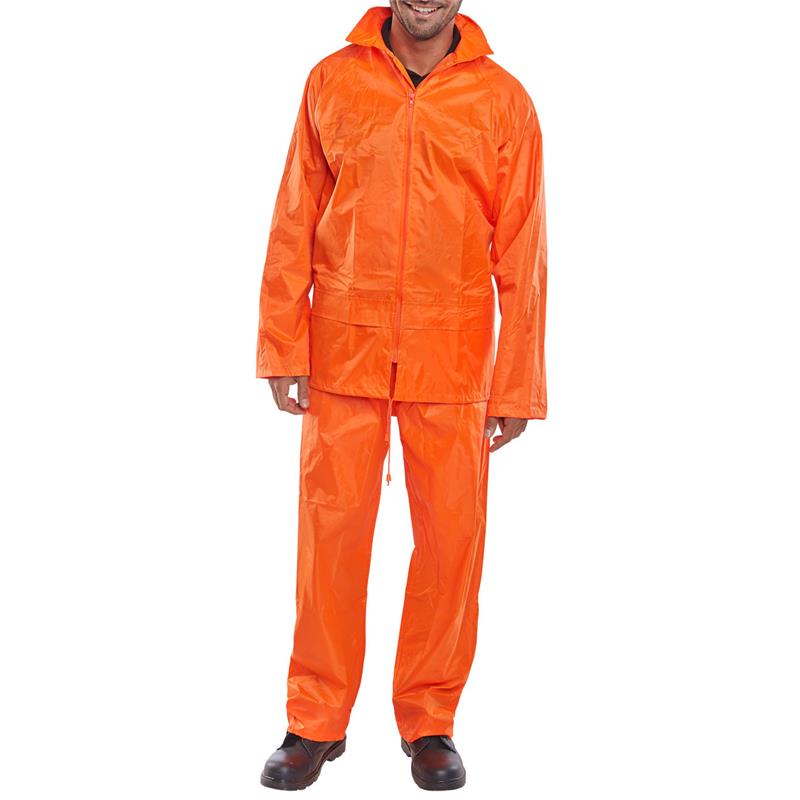 Nylon Two Piece Rainsuit Orange; Small