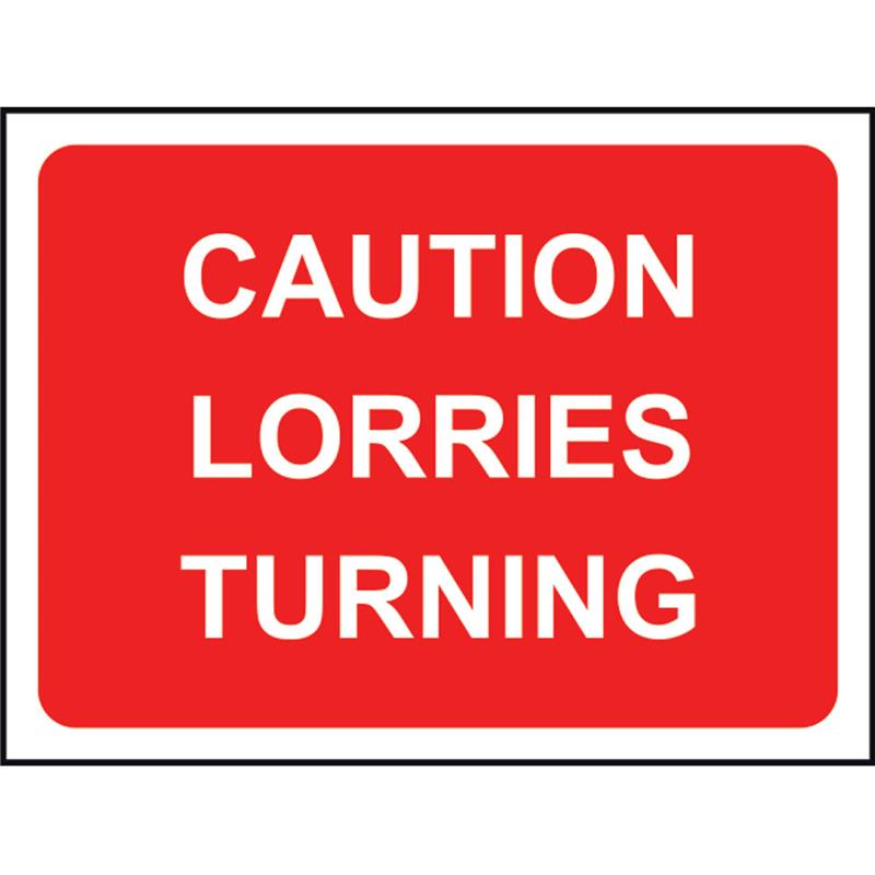 1050 x 750mm Caution Lorries Turning