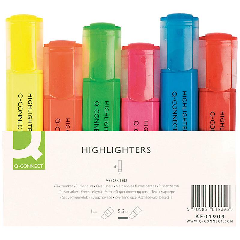Q-Connect Assorted Highlighter Pens; Pk6
